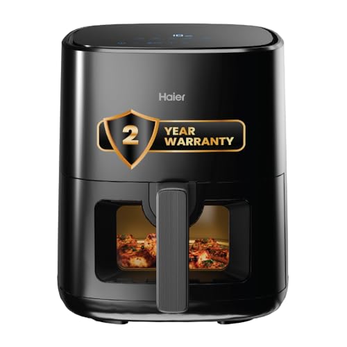 Image of Haier Air Fryer 5 Litre Digital Control | 1500 Watts Powerful Heating | See Through Window | 3D Hot Air Baking Technology | 6 Preset Recipes | Auto Shut Off | Black | 2 Year Warranty | HAF-D503B