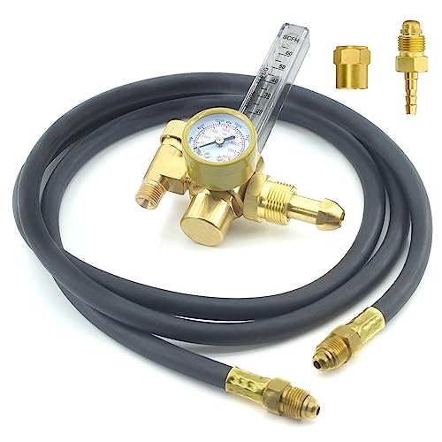 Awlolwa Argon Co2 Mig Tig Flow Meter Welding Weld Regulator Gauge Gas Welder Cga-580 With 80'' (6.6Ft) Hose #TOP1