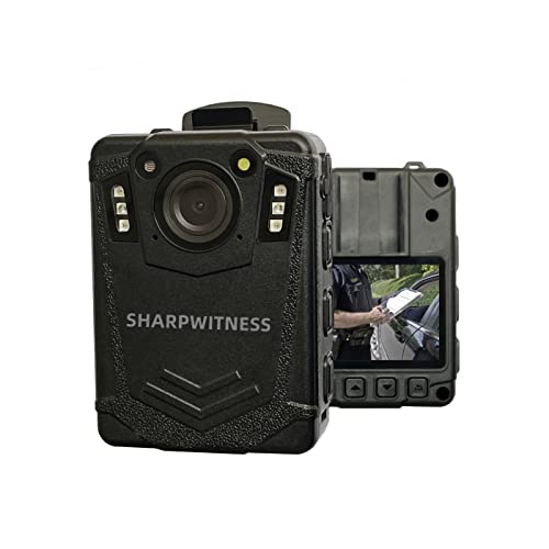 SHARPWITNESS Cámara de policía A22 1296P con visión nocturna integrada de 128 GB de memoria grande con soporte magnético de liberación rápida incluida cámara de video de seguridad para las fuerzas del