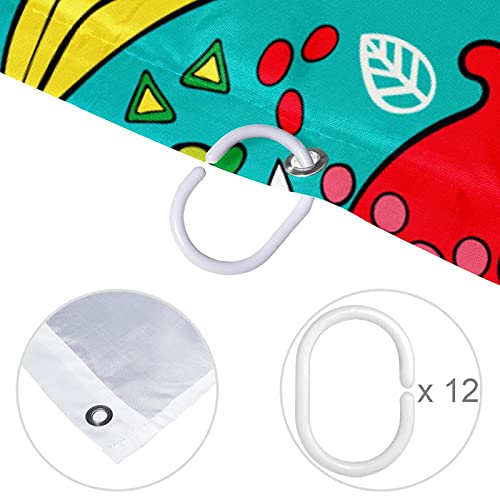 Rideau de douche avec 12 crochets lavable imperméable imprimé fruits vert