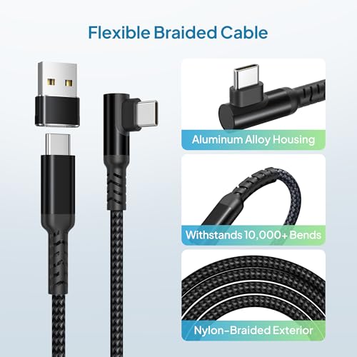 Image of Elebase for Google Pixel 9 8 USBC Charger Cable 6.6FT with USB Adapter,90 Degree USB Type C Fast Power Charging Cord Line for Google Pixel 7,MacBook,iPad 10th,iPhone Air 17 16 16e 15 Pro Max,Car