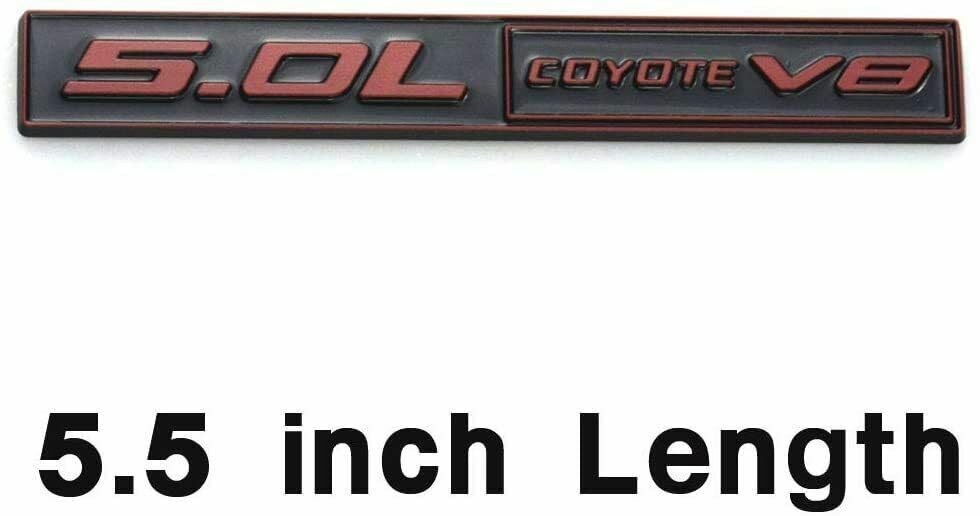 Image of 2Pc 5.0L Coyote V8 Emblems 3D Adhesive Badge V8 Engine Trim Fender Hook Trunk Decals Stickers Compatible for car (Red Black)