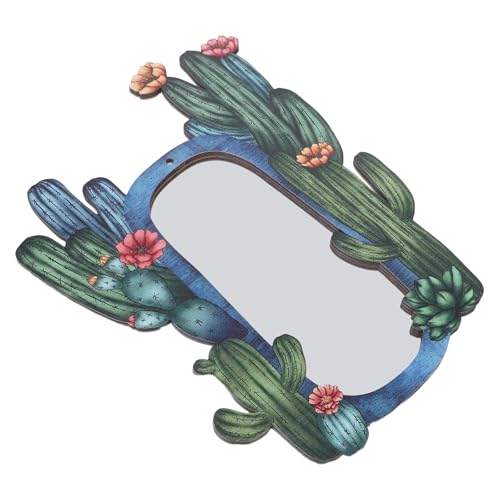JECOMPRIS Espejo Decorativo de Diseño Bohemio Forma de Cactus en Madera Verde Resistente y Robusto para Sala de Estar y Dormitorio