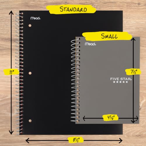 Image of Five Star Spiral Notebook, 1 Subject, College Ruled Paper, 4-3 /8 inch x 7 inch, Small Size, 80 Sheets, Fights Ink Bleed, Water Resistant Cover, Gray (450048AA3-ECM)