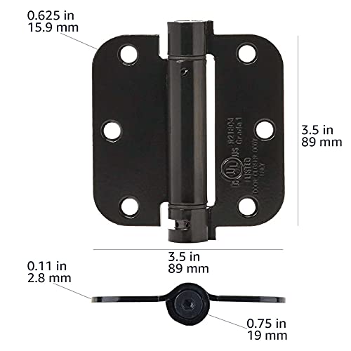 Amazon Basics Self-Closing Door Hinge, 3.5 Inch X 3.5 Inch, 1 Piece, Gloss Black #TOP3