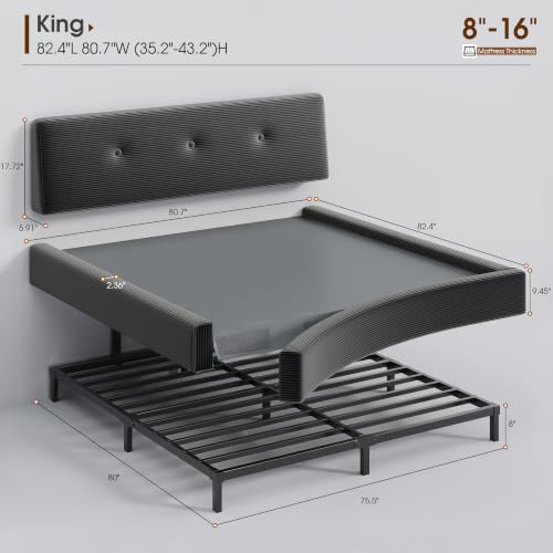 Image of EnHomee Cloud Bed Frame King Size with Adjustable Headboard