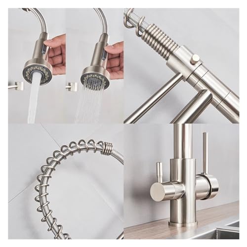 Robinet de cuisine à eau filtrée mitigeur d'évier double bec noir