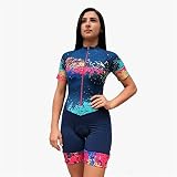 Frauen Radfahren Anzug Kurzarm Coverall Overall Triathlon Uniform Fahrrad Jersey Bike Reiten MTB Sportwear-Skinsuit. (Color : 1, Size : XXXXL)