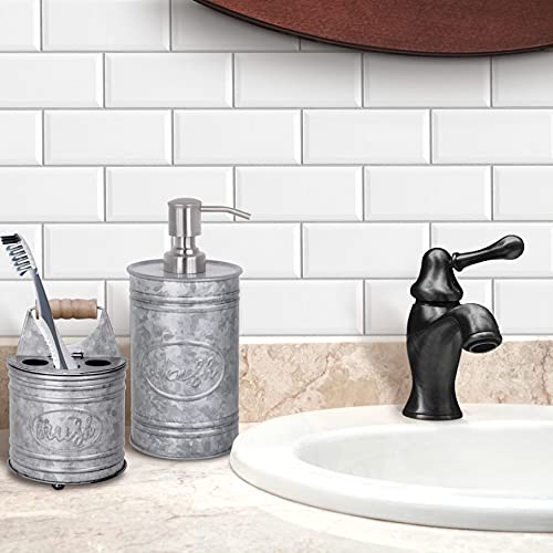 Autumn Alley Adorable Farmhouse Toothbrush Holder For Bathroom - Galvanized Country Decor Vintage Organizer – Unique Rustic Design With Toothpaste & Electric Toothbrush Holding Compartment #TOP4