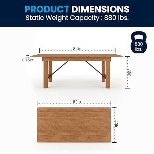Flash Furniture XA-F-84X40-GG Hercules Series 7' X 40 Inch Rustic Solid Pine Folding Dining Table thumb #1