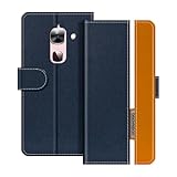 UOGNADGD Lederhülle Kompatibel mit Letv LeEco Le Max 2 Klappbares Portemonnaie-Hülle mit Magnetverschluss Ständer & Kartenfächern stoßfestem Schutz (Blau)