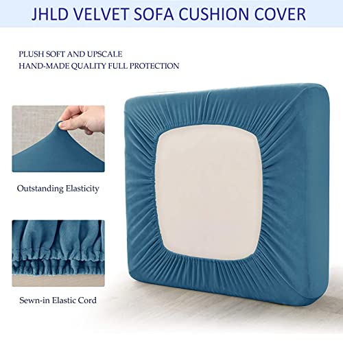 Housses de coussins de canapé en velours extensible bleu paon