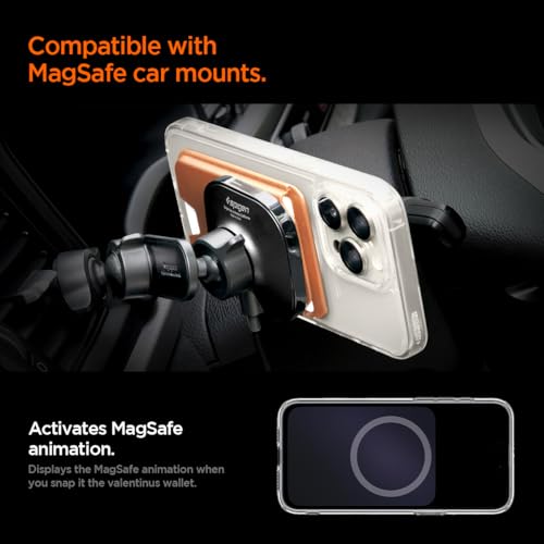 Image of Spigen for MagSafe Wallet, Holds 3 Cards, MagFit Compatible with iPhone 17 /16 /15 /14 /13 /12 Models, Pixel 10 Series, MagSafe-Cases, Pixelsnap and More, Card Holder - PU Metalic Orange (3-CardsMagFit+)