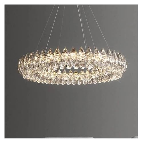LYMSXAZOU Modern LED Ceiling Chandelier with K9 Crystal for Living and Dining Room, Dimmable Pendant Lamp Enhances Home Decor