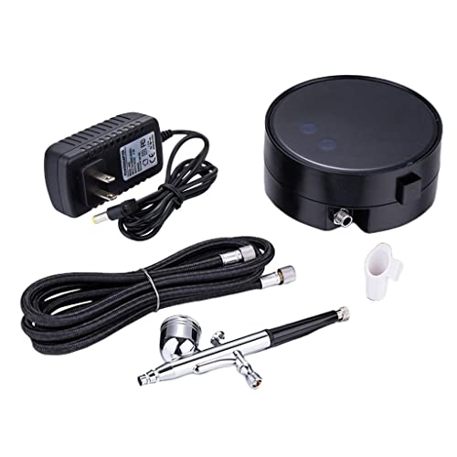 Image of Tattoo Gizmo Aerograph Portable,Light Weight,High Performance Airbrush Compressor Kit,Dual Action Gun for Art, Craft, Makeup,Cake Decoration, Temporary Tattoos (AG-300K-Auto (Black))