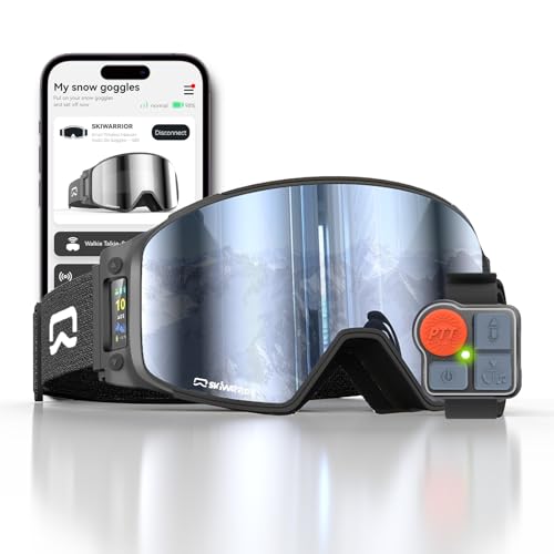 Multifunctional Smart Bluetooth Ski Goggles with Walkie-Talkie, Replaceable Anti-Fog Lens, Music & Call, Real-Time AMOLED Display, Compatible with Most Helmets (G03 Black, Multi-Button Remote)