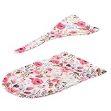 FRCOLOR 1 Ensemble Couverture Émolliante pour Garçon Fille Fille avec Bonnet Kit de Nouveaux à Motif Floral pour Emmaillotage et Photo