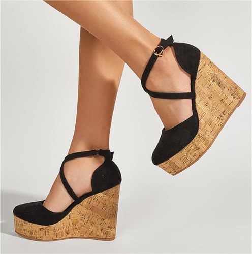 Platform Sandals Ins Style Round Toe Sandals Women'S Thick Sole Slope Sandalias2