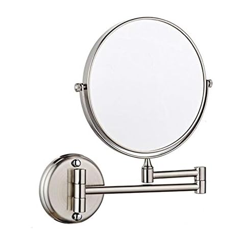 LSYO 8in Double-Sided Swivel Extendable Makeup Mirror Folding Round Shape Shaving Mirror Adjustable Bathroom Mirrors Cover