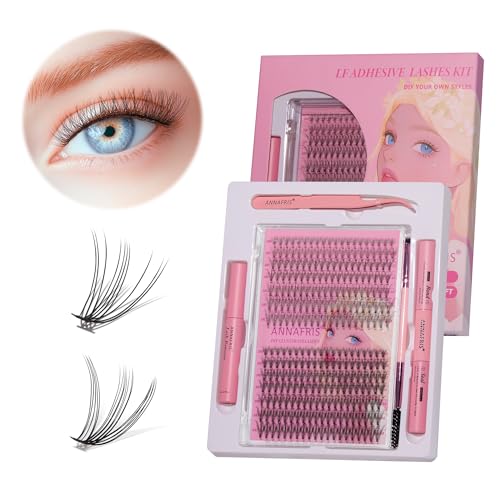 ANNAFRIS Pestañas Postizas Kit 10+20D Pestañas Pelo a Pelo 0.07mm D Curl 8-18mm Cluster Lashes Naturales DIY Extensiones Pestañas Individuales(10D+20D)