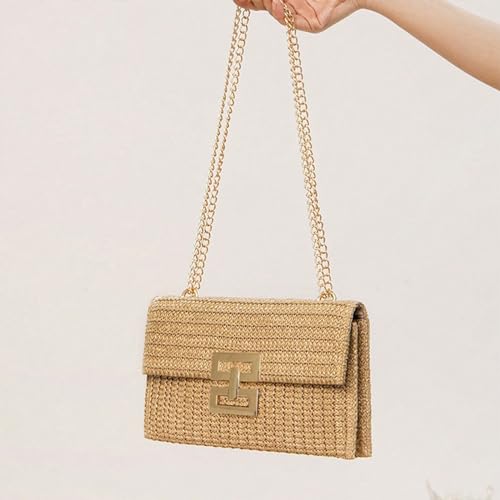 Straw Clutch Purse for Women Designer Evening Handbag Summer Beach Shoulder Crossbody Bag | Straw - Image 4