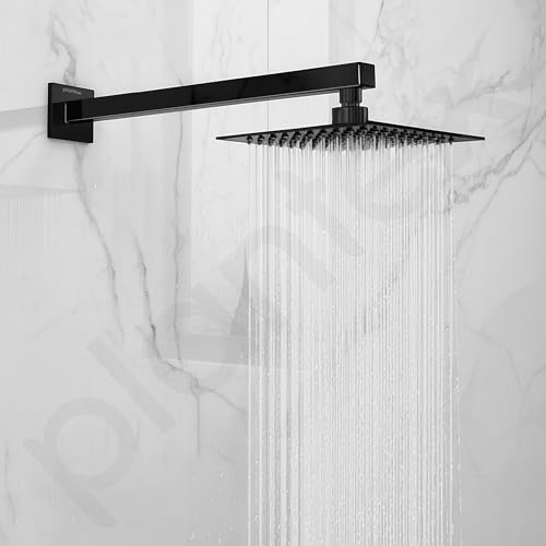Image of Plantex 21-Inch Shower Arm for Overhead Shower /Stainless Steel Shower Pipe /Wall Mount Bathroom Fitting with -Inch Thread - Pack of 1 (Black)