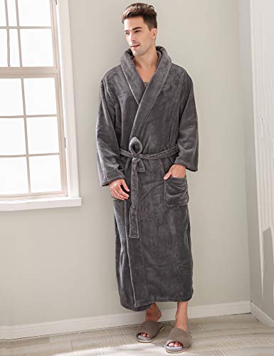 Richie House Men's Warm and Soft Fleece Robe Bathrobe with Hood RHM27604