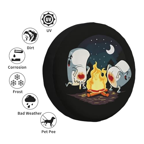 Image of Spare Tire Cover with Marshmallow Campfire Pattern Wheel Protectors Weatherproof Wheel Covers Universal Fit for SUV Truck Rv Travel Camper Trailers Accessories 15inch