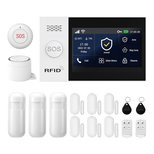 PGST Alarmanlage WiFi + 4G GSM Modul mit Alarmsirene Alarm System mit Bewegungssensoren und Funksirene - Bewegungsmelder mit Alarm - Alarmanlage Haus-Alarmanlage Wohnung,Wohnmobil