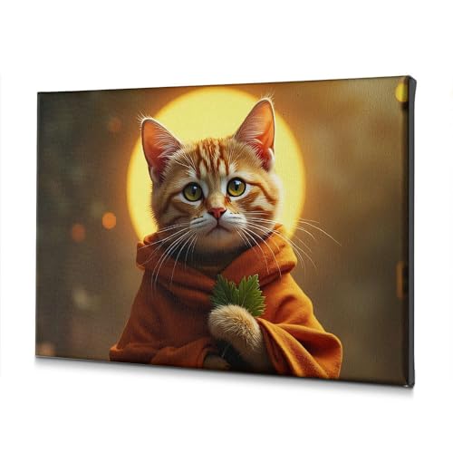 Tableau de chat en robe pour décorer un salon chaleureux 20x30cm