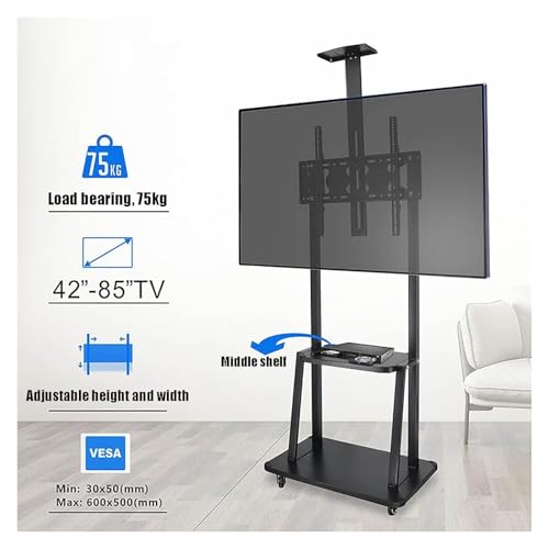 Soporte móvil para TV con ruedas y ajuste de altura miniatura 3