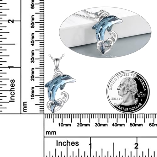 Doliphin Necklace for Women Sterling Silver Crystal Necklace Pendant Beach Jewelry Gift for Women4