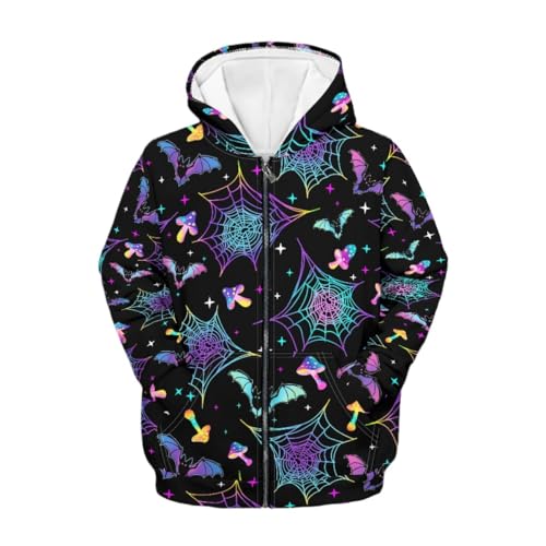 JooMeryer Kids Halloween Full Zip Up Hoodie Boy Girl 3D Printed Long Sleeve Hooded Sweatshirts