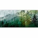 artgeist Wall Mural Peel and Stick Natura 212x98 in - XXL Self-Adhesive Corner Wallpaper Removable Large Sticker Foil Angle Wallpaper Mountains Forest Birds Clouds c-A-10017-a-b