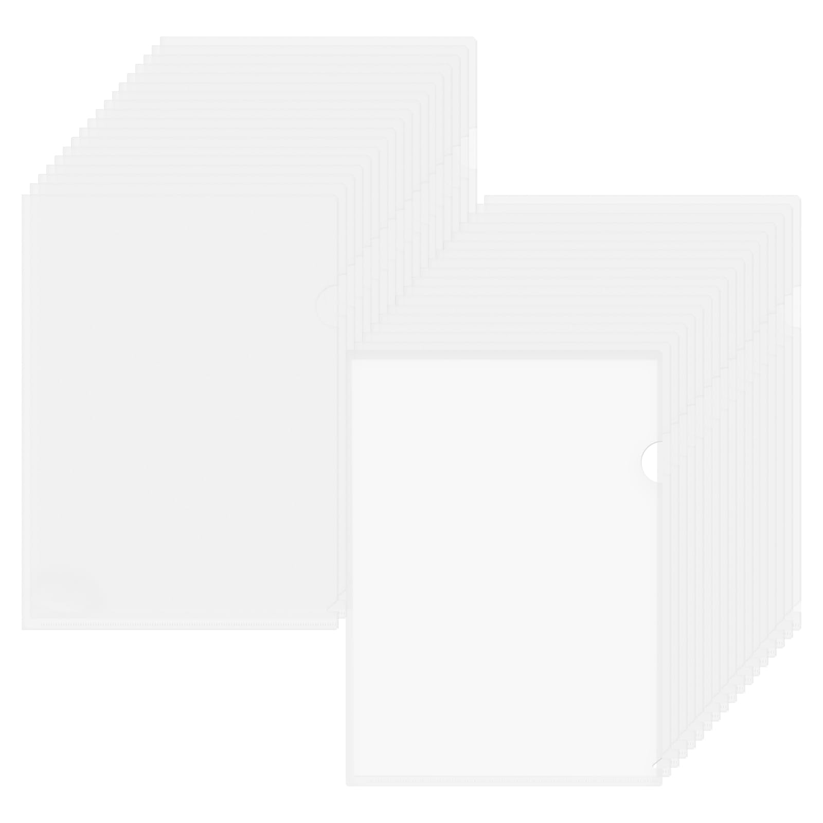 ViVin 36-Pack Sturdy Clear Folders for Documents, L-Type Plastic Clear File Folder, Letter/A4 Size, for School Home & Office (Clear White)