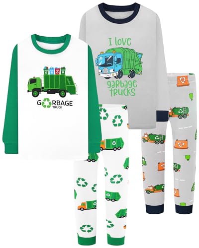 Image of DAUGHTER QUEEN Boys Pajamas Set 100% Cotton Pjs Long Sleeve Pajamas Big Boys Garbage Truck Pj Kids Sleepwear Clothes Jammies Size 12 11 10-12 Youth Years