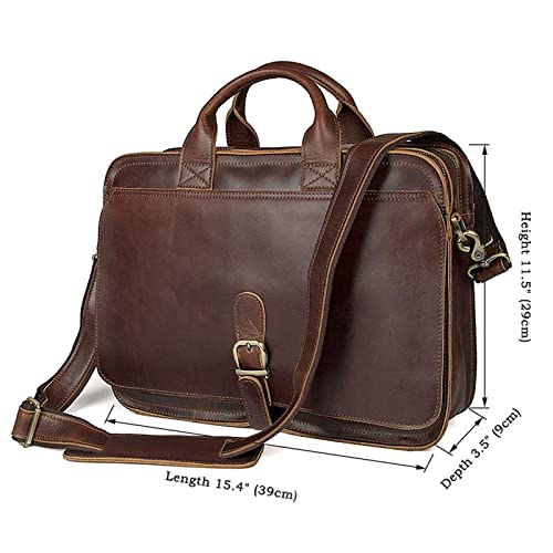 Business Mens Genuine Leather Laptop Bags, Briefcases for Men, Computers Bags, Messenger & Shoulder Bags, Handbags (Color : Brown)2