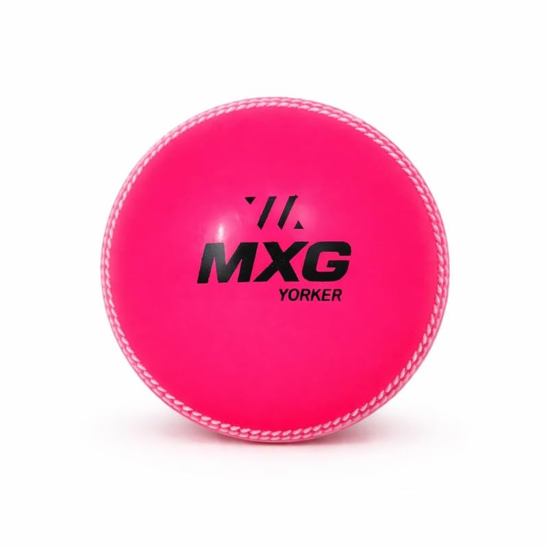 Image of MXG Yorker I-10 Cricket Ball | Heavy Bounce Ball for Street, Ground, Practice, Training & Matches (Pink, Pack of 1)