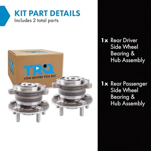 Image of TRQ Rear Left and Right Wheel Bearing and Hub Assembly Set 2 Piece Compatible with 2021-2023 Ford Bronco Sport 2020-2022 Escape AWD 2020-2022 Lincoln Corsair AWD