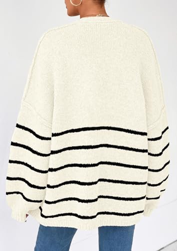 Image of PRETTYGARDEN Womens Oversized Cardigan Sweaters 2026 Fall Long Lantern Sleeve Knit Open Front Lightweight Sweater