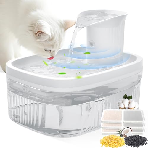 Feycig 2.5L Katzenbrunnen Kabellos Mit Bewegungsmelder - 2200mAh Batteriebetrieb Ultraleiser Katzenbrunnen Trinkbrunnen Wasserspender für Katze Kabellos, BPA-frei, 3 Filter Feycig 2.5L Katzenbrunnen Kabellos Mit Bewegungsmelder - 2200mAh Batteriebetrieb Ultraleiser Katzenbrunnen Trinkbrunnen Wasserspender für Katze Kabellos, BPA-frei, 3 Filter