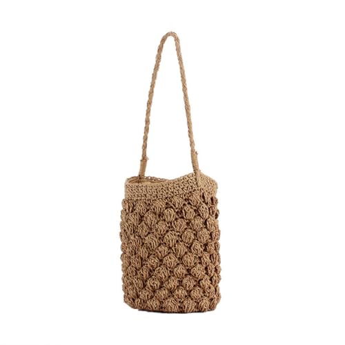 Straw Bucket Bags Women Crossbody Bag Boho Purses Woven Handbags Brown Cute Shoulder Bag
