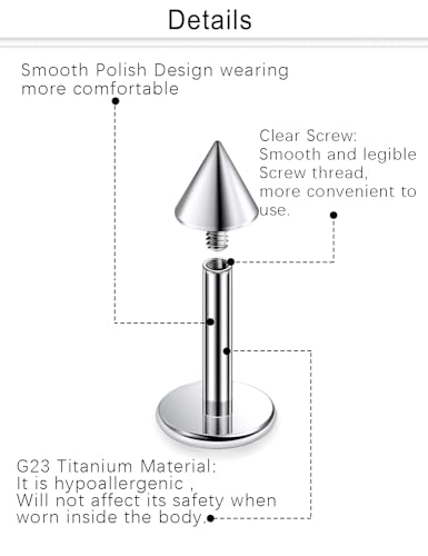 Dyknasz 16G Labret Jewelry Internally Threaded Titanium Snake Bite Piercing Jewelry Lip Rings Studs Monroe Medusa Piercing Jewelry for Women Men3