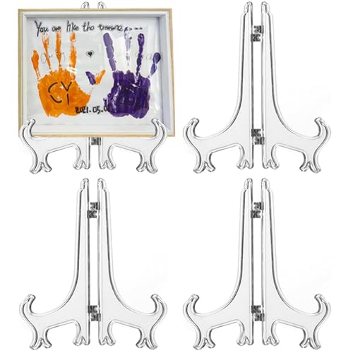 LonlyEagle 4 Pack 12 Inch Clear Plastic Easels or Stand/Plate Holders to Display Pictures or Other Items at Weddings Plate Stands for Home Decoration Birthday Tables