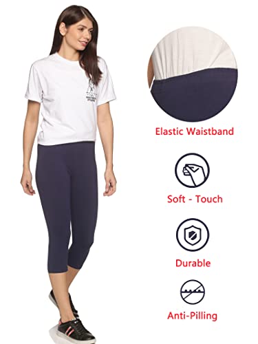 Image of OUTFLITS Women's Knee-Length Cotton Spandex Essential Capri Stretchy Leggings |Small - 2XL Adult |Yoga Leggings, Workout, Gym, Running 3 /4th Leggings for Women(OFLLC)