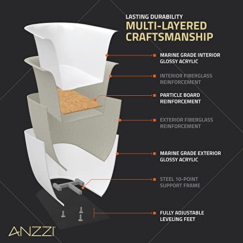 Anzzi 59" Acrylic Freestanding Bathtub And Faucet, Modern Stand Alone Soaking Tub, Built In Drain And Overflow, Free Standing Tub Deck Mount Chrome Faucet With Hand Shower Included (Ft-Az114-5973Ch) #TOP5