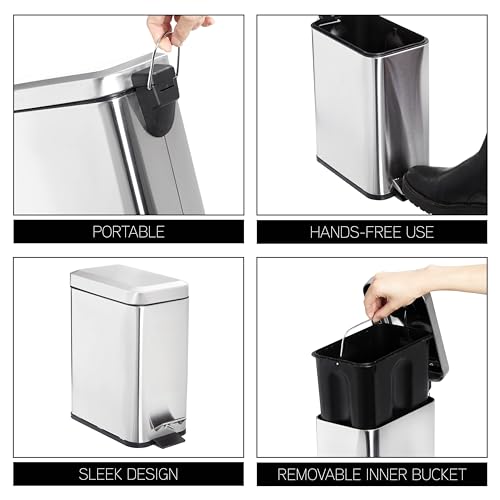 Caneca de basura rectangular SIMPLEMADE acero inoxidable 5 L miniatura 5