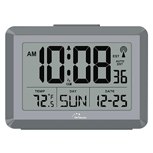 WallarGe Atomic Clock with Temperature and Date – Self Setting Digital Wall Clock Battery Operated, Auto DST, Easy to Read (No Back Light)