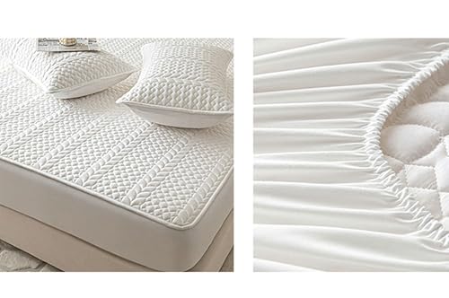 Drap housse imperméable 200x220cm blanc polyester matelas épais 25cm - 4