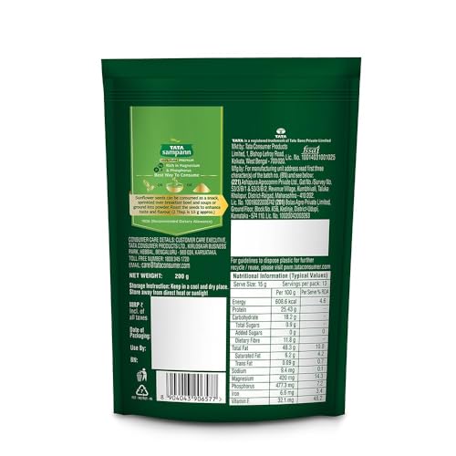 Image of Tata Sampann Pure Sunflower Seeds, 200g, Rich in Dietary Fibre & Protein, Source of Iron